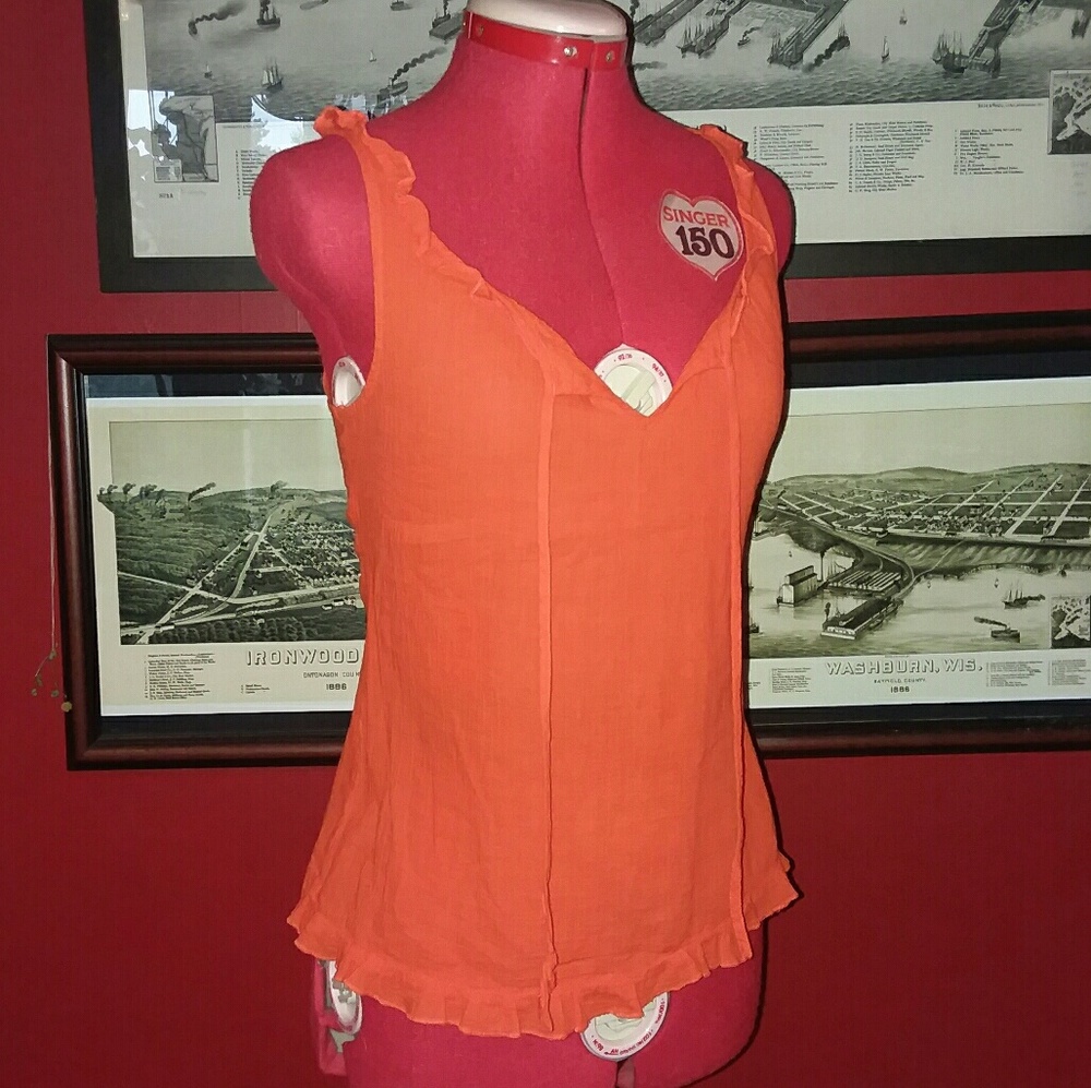 Old Navy Orange Ruffle Tank Top